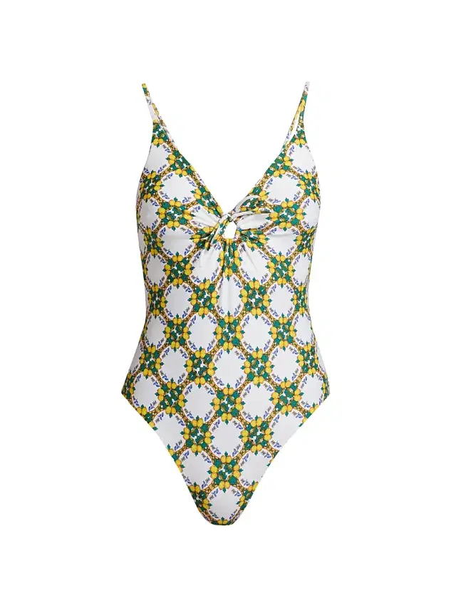 Milly Women's Lemon Tile Ring One-Piece Swimsuit - White Multi