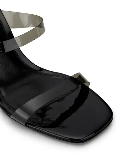 Stuart Weitzman Women's Vinnie 100MM Lucite Wedge Sandals - Vernice Black | Thumbnail 5