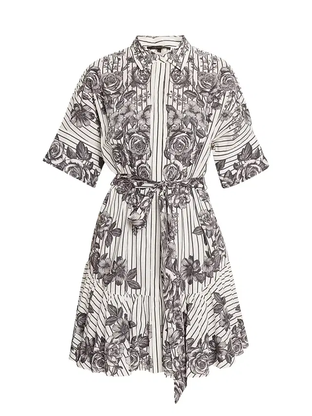 Kobi Halperin Women's Hayden Floral Striped Shirtdress - Black White