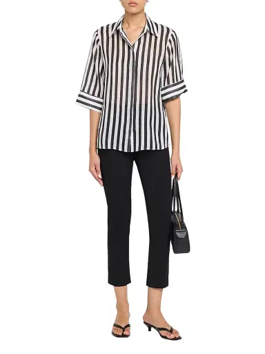 Kobi Halperin Women's Jolie Sheer Striped Blouse - Black White - Size XL | Thumbnail 2 Kobi Halperin Women's Jolie Sheer Striped Blouse - Black White - Size XL | Thumbnail 2