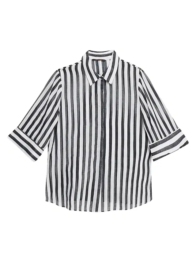 Kobi Halperin Women's Jolie Sheer Striped Blouse - Black White