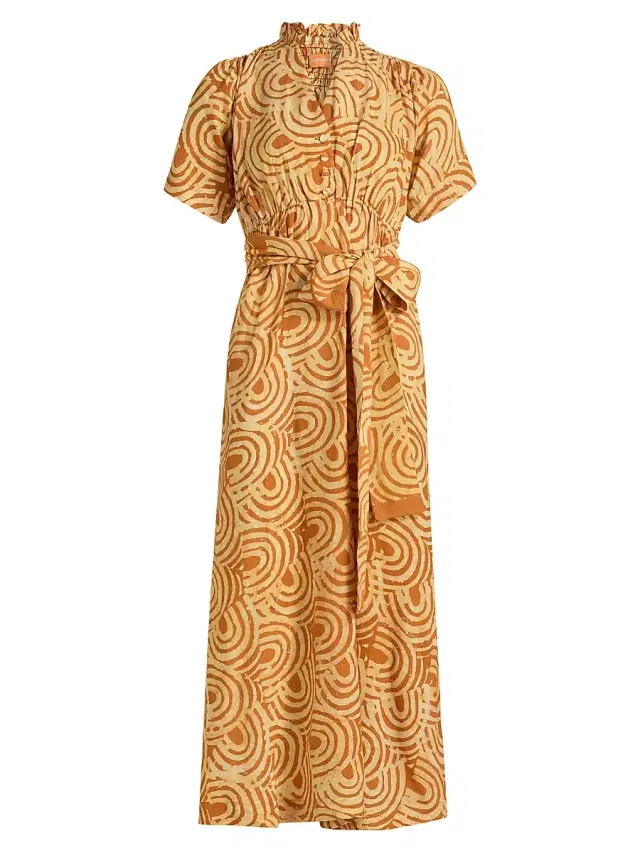 Elisamama Women's Kayin Printed Midi-Shirtdress - Orange
