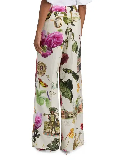 Libertine Women's Hollyhock Floral Linen Sailor Pants - Cream Multi - Size XS | Thumbnail 5