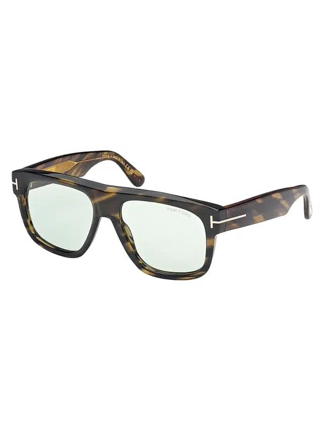 TOM FORD Men's Icon 56MM Geometric Sunglasses - Brown Green