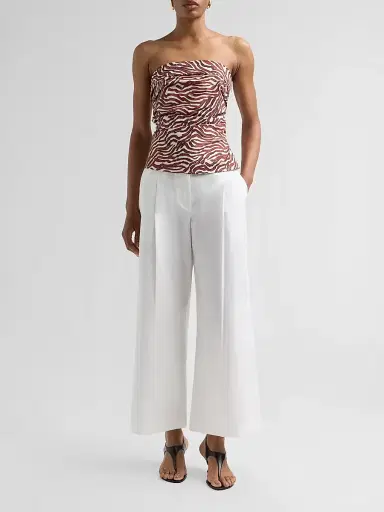 Proenza Schouler White Label Women's Maisy Coral-Print Poplin Strapless Top - Rust Cream Multi - Size 14 | Thumbnail 2 Proenza Schouler White Label Women's Maisy Coral-Print Poplin Strapless Top - Rust Cream Multi - Size 14 | Thumbnail 2