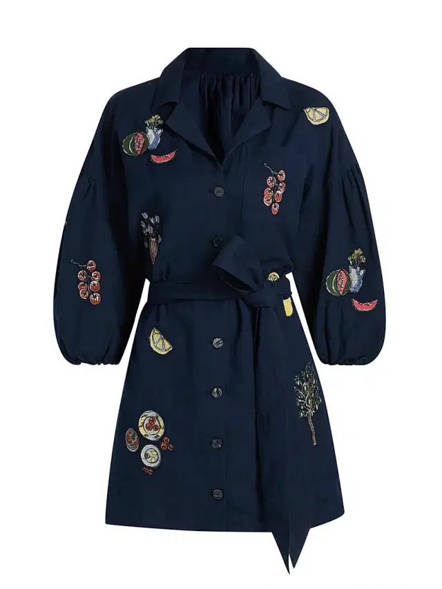 Women's Sadie Patchwork Cotton Mini Shirtdress - Maritime Blue