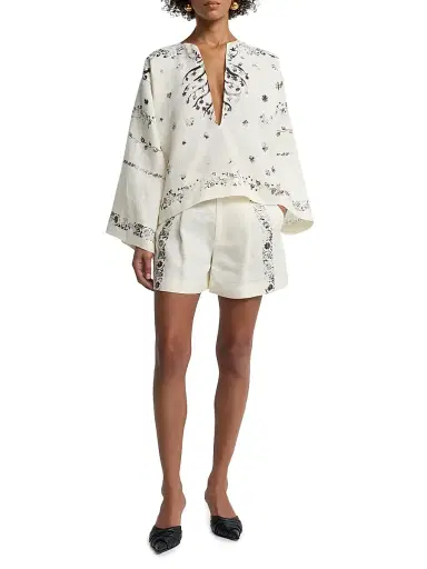Alberta Ferretti Women's Printed Linen Blouse - Multi | Thumbnail 2 Alberta Ferretti Women's Printed Linen Blouse - Multi | Thumbnail 2