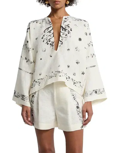 Alberta Ferretti Women's Printed Linen Blouse - Multi | Thumbnail 3 Alberta Ferretti Women's Printed Linen Blouse - Multi | Thumbnail 3