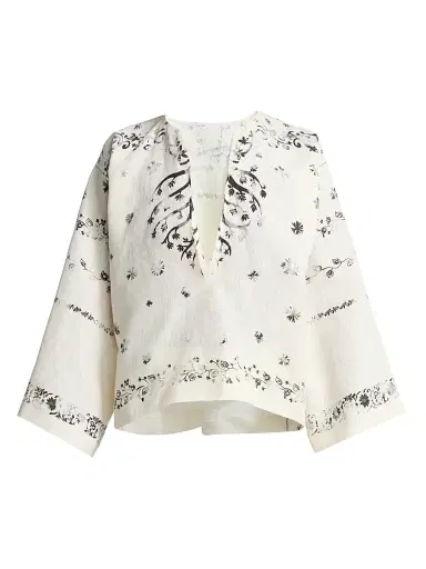 Alberta Ferretti Women's Printed Linen Blouse - Multi | Thumbnail 1 Alberta Ferretti Women's Printed Linen Blouse - Multi | Thumbnail 1