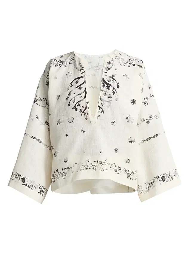 Women's Printed Linen Blouse - Multi