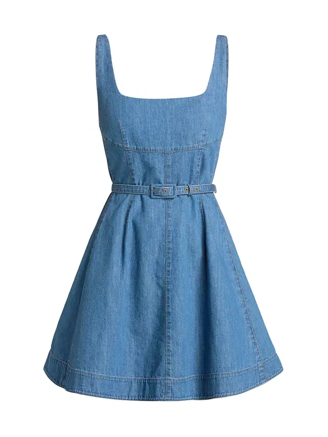 Women's Paige Belted Denim Minidress - Chambray
