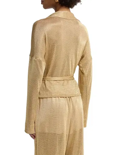 Alberta Ferretti Women's Metallic Wrap Top - Shiny Gold | Thumbnail 5 Alberta Ferretti Women's Metallic Wrap Top - Shiny Gold | Thumbnail 5