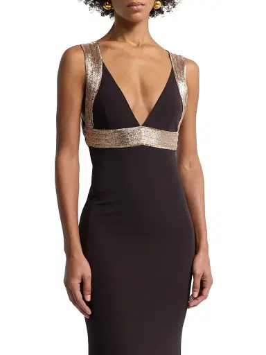 Alberta Ferretti Women's Sequin-Embellished Jersey Empire-Waist Gown - Black | Thumbnail 6