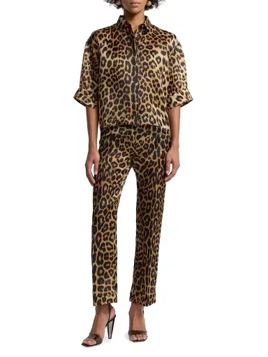 Alberta Ferretti Women's Leopard-Print Silk Trousers | Thumbnail 2 Alberta Ferretti Women's Leopard-Print Silk Trousers | Thumbnail 2