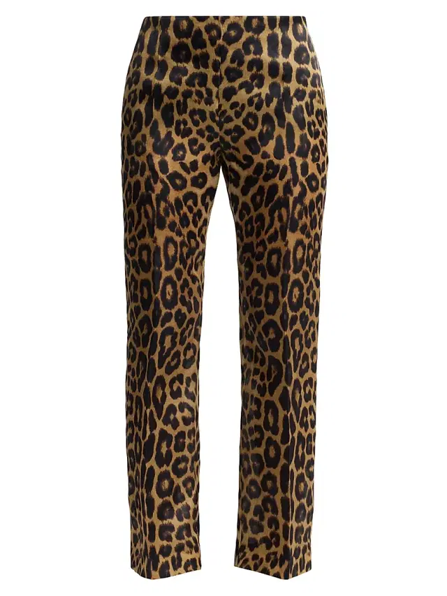 Alberta Ferretti Women's Leopard-Print Silk Trousers