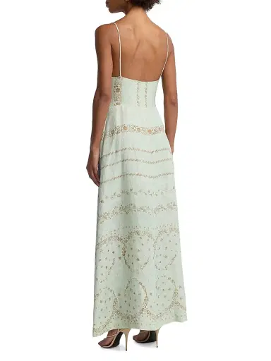 Alberta Ferretti Women's Printed Linen Maxi Dress - Multi Green | Thumbnail 5 Alberta Ferretti Women's Printed Linen Maxi Dress - Multi Green | Thumbnail 5