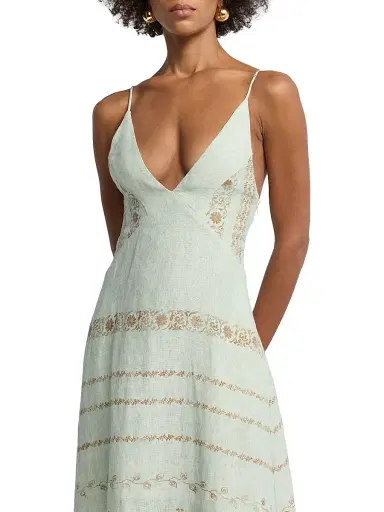 Alberta Ferretti Women's Printed Linen Maxi Dress - Multi Green | Thumbnail 6 Alberta Ferretti Women's Printed Linen Maxi Dress - Multi Green | Thumbnail 6