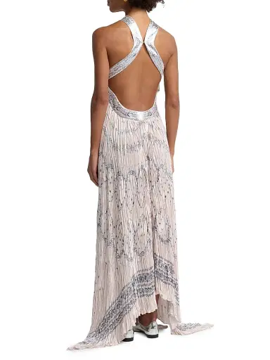 Alberta Ferretti Women's Printed Satin Halterneck Maxi Dress - Multi Pink | Thumbnail 5 Alberta Ferretti Women's Printed Satin Halterneck Maxi Dress - Multi Pink | Thumbnail 5