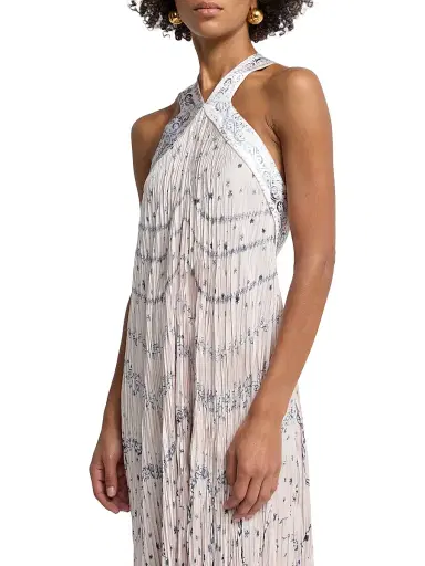 Alberta Ferretti Women's Printed Satin Halterneck Maxi Dress - Multi Pink | Thumbnail 6 Alberta Ferretti Women's Printed Satin Halterneck Maxi Dress - Multi Pink | Thumbnail 6