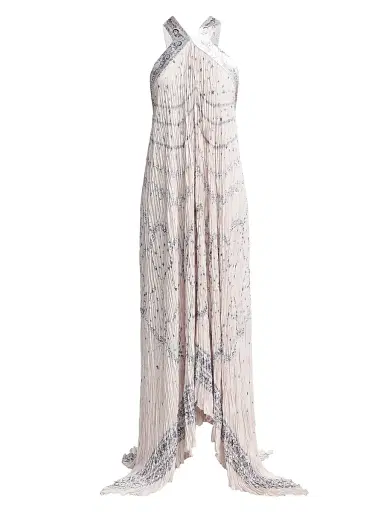 Alberta Ferretti Women's Printed Satin Halterneck Maxi Dress - Multi Pink | Thumbnail 1 Alberta Ferretti Women's Printed Satin Halterneck Maxi Dress - Multi Pink | Thumbnail 1