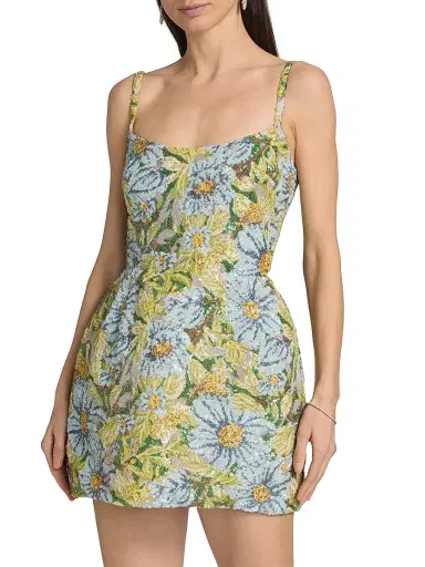 Bronx and Banco Women's Cora Floral Sequined Sleeveless Minidress - Yellow Multi | Thumbnail 3