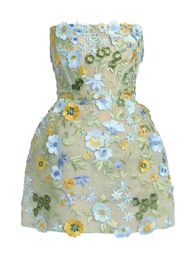 Bronx and Banco Women's Jasmine Maraya Floral Appliqué Strapless Minidress - Blue Multi | Thumbnail 1 Bronx and Banco Women's Jasmine Maraya Floral Appliqué Strapless Minidress - Blue Multi | Thumbnail 1