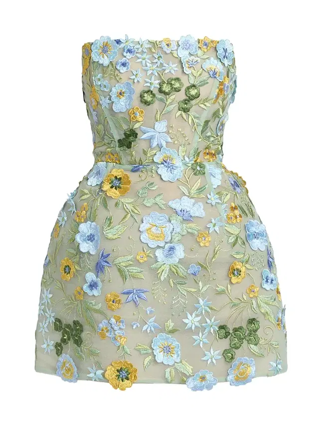 Bronx Banco Women's Jasmine Maraya Floral Appliqué Strapless Minidress - Blue Multi