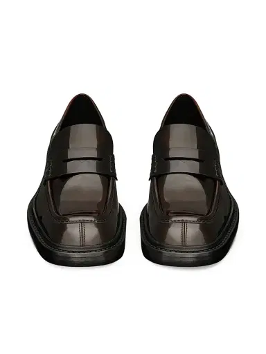 Saint Laurent Men's Harvey Loafers in Glazed Leather - Helios Bordeaux | Thumbnail 3