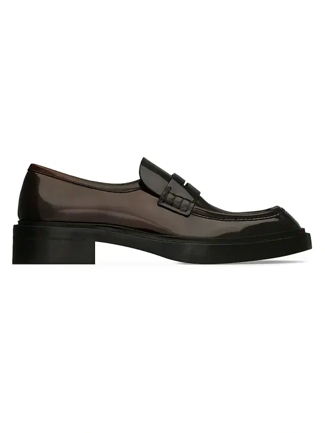 Men's Harvey Loafers in Glazed Leather - Helios Bordeaux