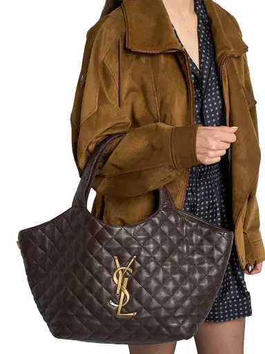 Saint Laurent Women's Icare Medium Tote Bag in Quilted Nappa - Dark Chocolate | Thumbnail 2 Saint Laurent Women's Icare Medium Tote Bag in Quilted Nappa - Dark Chocolate | Thumbnail 2