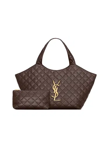 Saint Laurent Women's Icare Medium Tote Bag in Quilted Nappa - Dark Chocolate | Thumbnail 4 Saint Laurent Women's Icare Medium Tote Bag in Quilted Nappa - Dark Chocolate | Thumbnail 4
