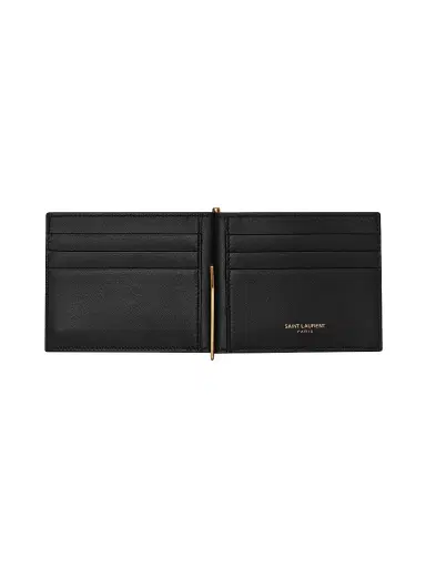 Saint Laurent Men's Tiny Cassandre Bill Clip Wallet in Crocodile-Embossed Matte Leather - Black | Thumbnail 2 Saint Laurent Men's Tiny Cassandre Bill Clip Wallet in Crocodile-Embossed Matte Leather - Black | Thumbnail 2