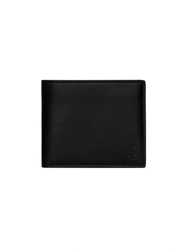 Saint Laurent Men's Tiny Cassandre East-West Wallet in Matte Leather - Black