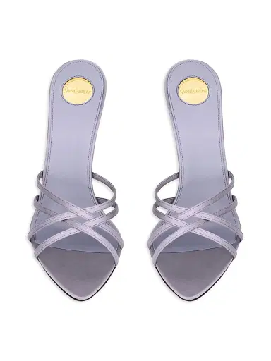 Saint Laurent Women's Frankie Mules in Satin Crepe - Lilas | Thumbnail 3 Saint Laurent Women's Frankie Mules in Satin Crepe - Lilas | Thumbnail 3
