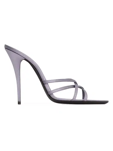 Saint Laurent Women's Frankie Mules in Satin Crepe - Lilas | Thumbnail 1 Saint Laurent Women's Frankie Mules in Satin Crepe - Lilas | Thumbnail 1