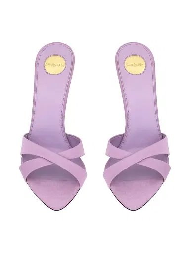 Saint Laurent Women's Kirat Sandals in Satin Crepe - Purple | Thumbnail 3 Saint Laurent Women's Kirat Sandals in Satin Crepe - Purple | Thumbnail 3