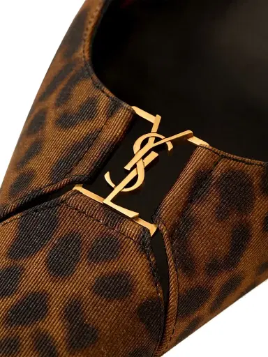 Saint Laurent Women's Slingback Pumps in Leopard Grosgrain | Thumbnail 4