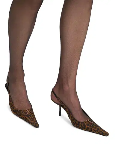 Saint Laurent Women's Slingback Pumps in Leopard Grosgrain | Thumbnail 5