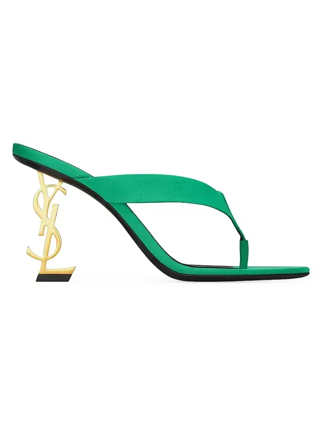 Saint Laurent Women's Opyum Mules in Satin Crepe - Vert Emerald