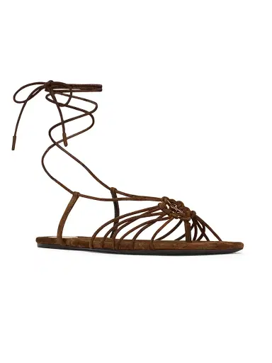Saint Laurent Women's Babylone Sandals in Suede - Dark Havana - Size 7 | Thumbnail 2