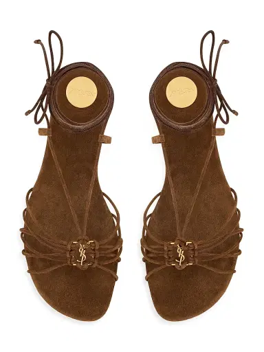 Saint Laurent Women's Babylone Sandals in Suede - Dark Havana - Size 7 | Thumbnail 3