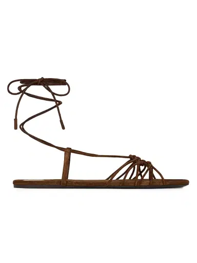 Saint Laurent Women's Babylone Sandals in Suede - Dark Havana - Size 7 | Thumbnail 1