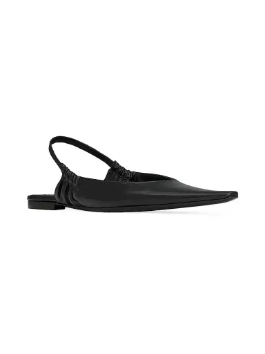 Saint Laurent Women's Anne-Marie Slingback Flats in Smooth Leather - Black | Thumbnail 2