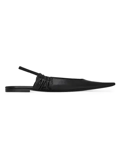 Saint Laurent Women's Anne-Marie Slingback Flats in Smooth Leather - Black | Thumbnail 1
