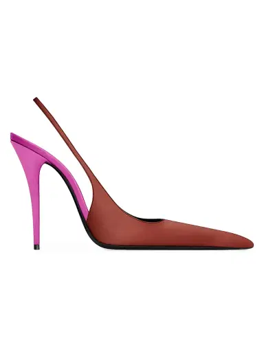 Saint Laurent Women's Deroche Slingback Pumps in Satin Crepe - Ruggine Orchid | Thumbnail 1