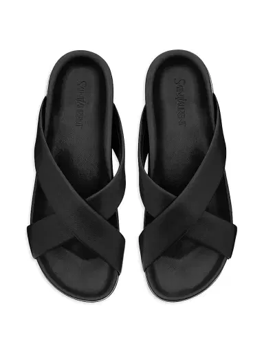 Saint Laurent Men's Nichols Slides in Smooth Leather - Black - Size 13 | Thumbnail 3 Saint Laurent Men's Nichols Slides in Smooth Leather - Black - Size 13 | Thumbnail 3