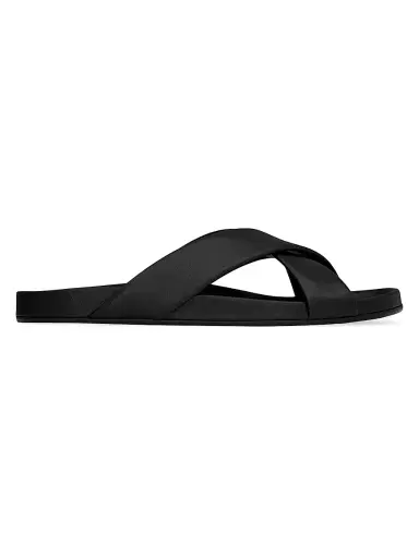 Saint Laurent Men's Nichols Slides in Smooth Leather - Black - Size 13 | Thumbnail 1 Saint Laurent Men's Nichols Slides in Smooth Leather - Black - Size 13 | Thumbnail 1
