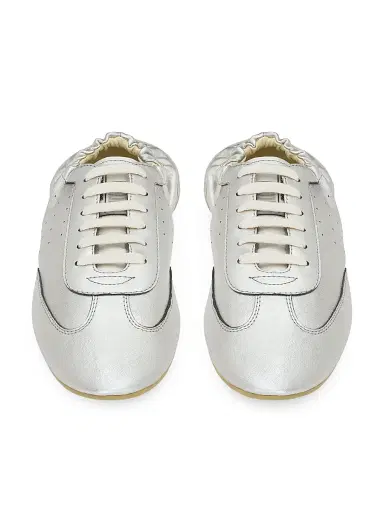 Saint Laurent Women's Lewis Sneakers in Metallic Leather and Suede - Silver Pale - Size 9.5 | Thumbnail 4 Saint Laurent Women's Lewis Sneakers in Metallic Leather and Suede - Silver Pale - Size 9.5 | Thumbnail 4