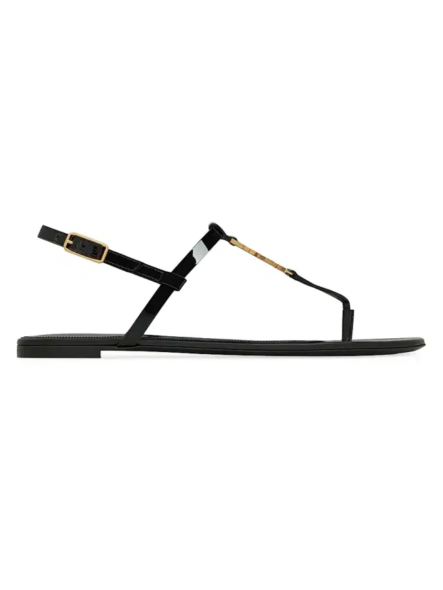 Saint Laurent Women's Cassandra Sandals in Patent Leather - Black