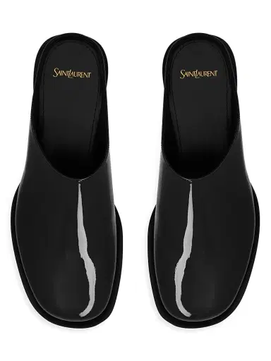 Saint Laurent Men's Angus Mules in Patent Leather - Black - Size 11 | Thumbnail 3